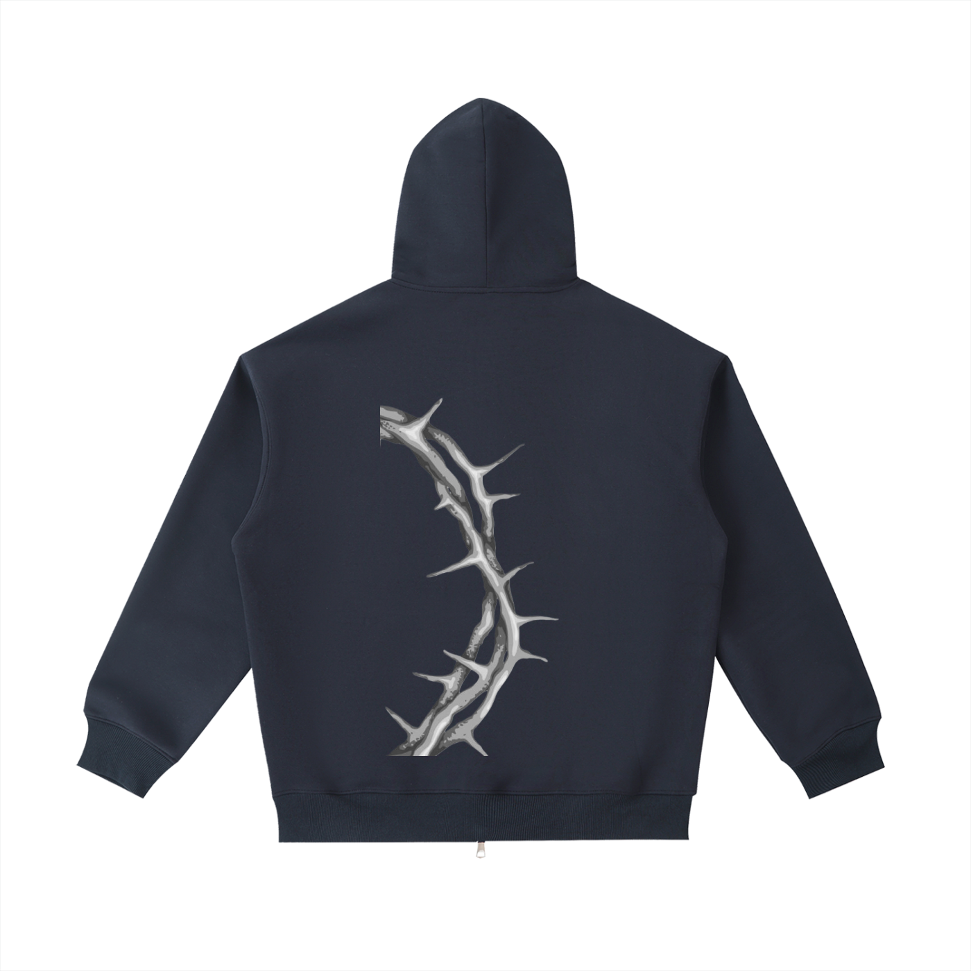 Essential Logo Zip Up Hoodie with Crown of Thorns on the back
