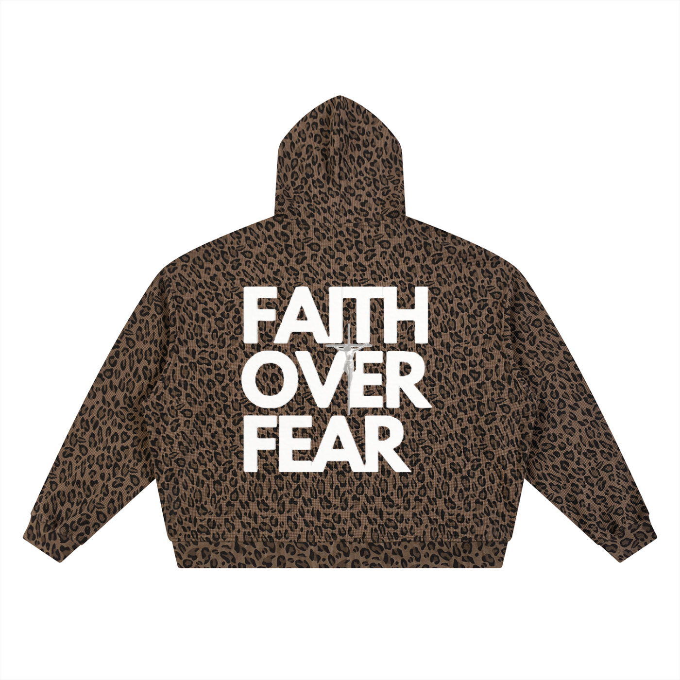 BLSSD CO. FAITH OVER FEAR LEOPARD ZIP UP HOODIE